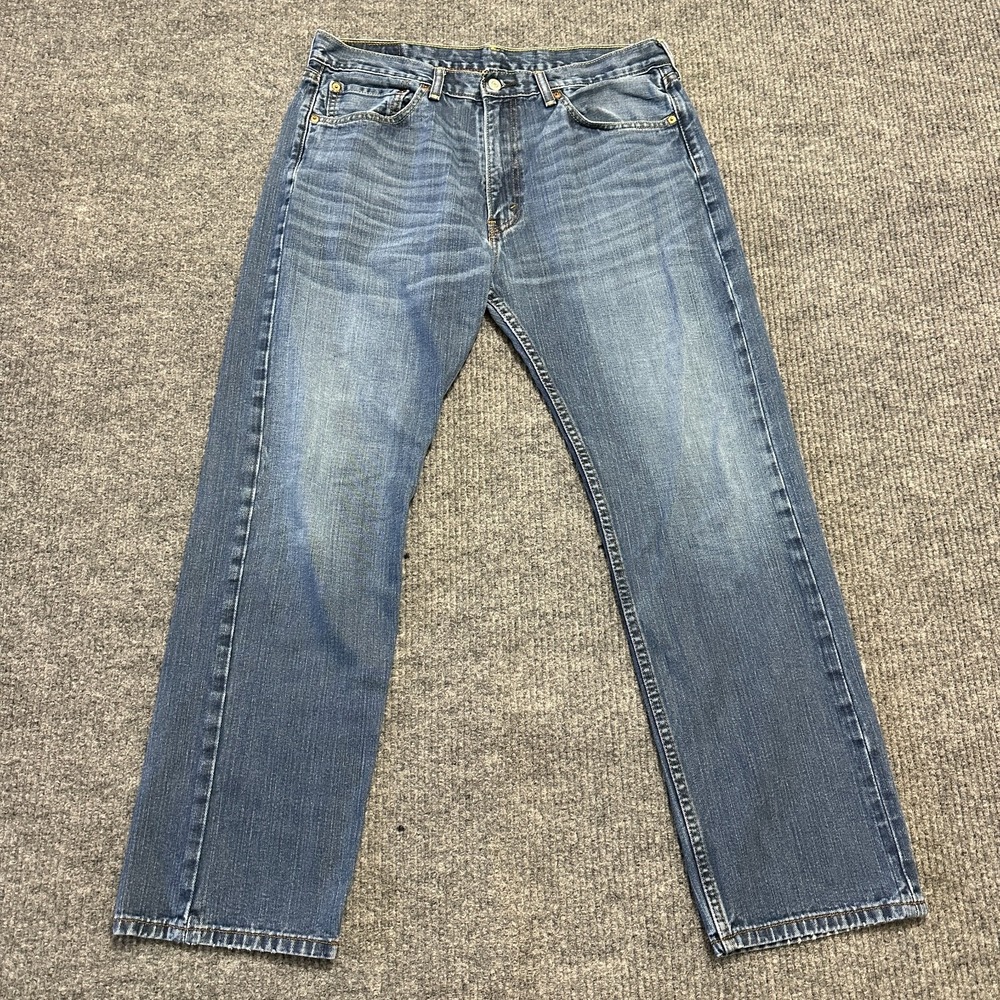 Levis 505 Mens Straight Leg Jeans Size 36‎ x 32 Blue Denim Cotton Casual